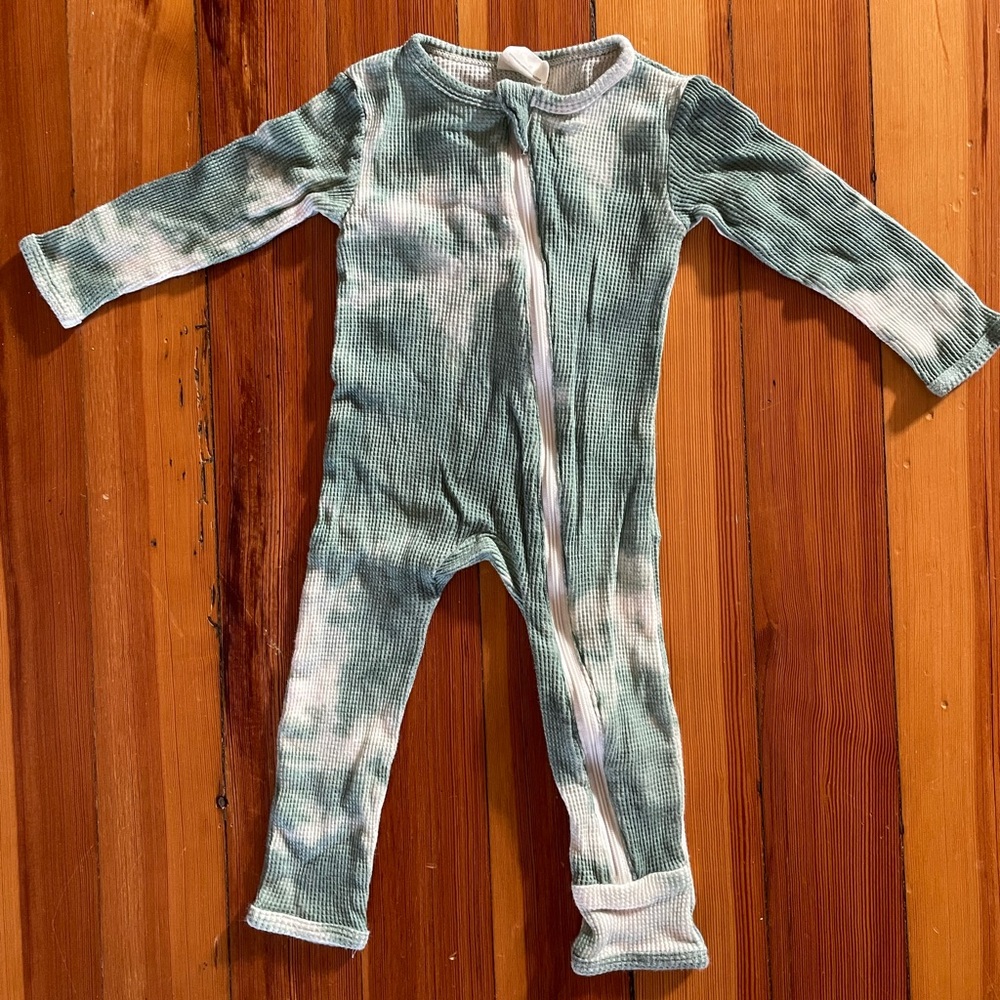 Spearmint Love Waffle Zipper Romper 12-18 mo